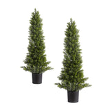 Artificial Topiary Cedar Trees Faux Pine Shrubs (2) | OROA