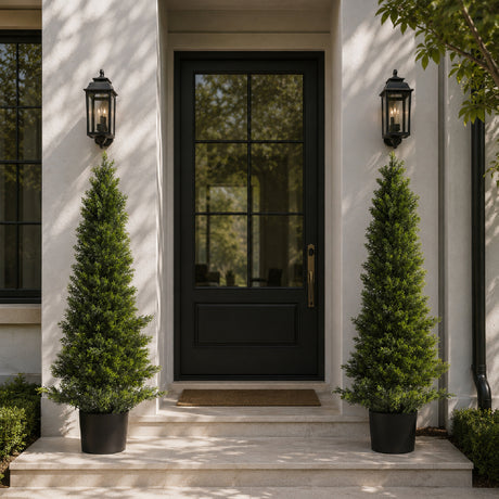 Artificial Topiary Cedar Trees Faux Pine Shrubs (2) | OROA
