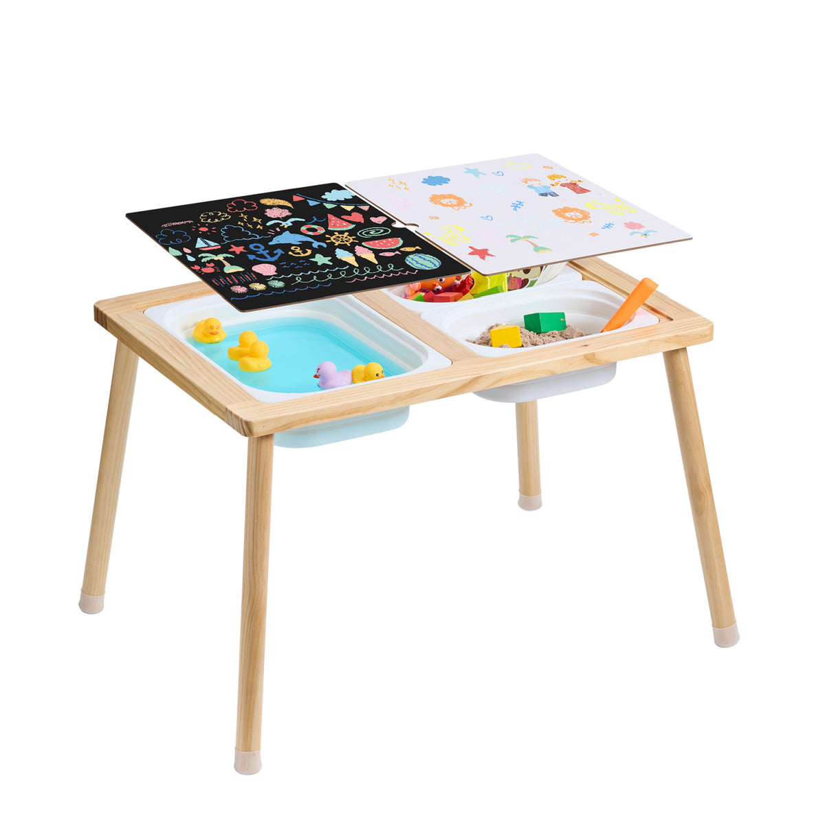 Wooden Kids Sensory Activity Table with Storage Bins | OROA Kids