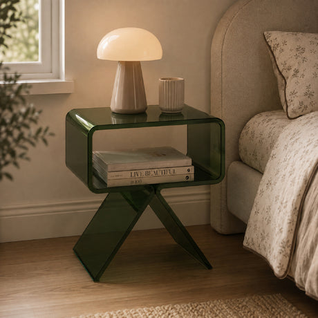 Contemporary Green Acrylic Nightstand | OROA