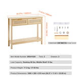 Rattan Console Table with 2 Storage Drawers | OROA