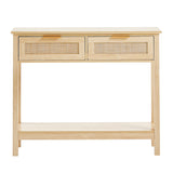 Rattan Console Table with 2 Storage Drawers | OROA