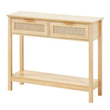 Rattan Console Table with 2 Storage Drawers | OROA