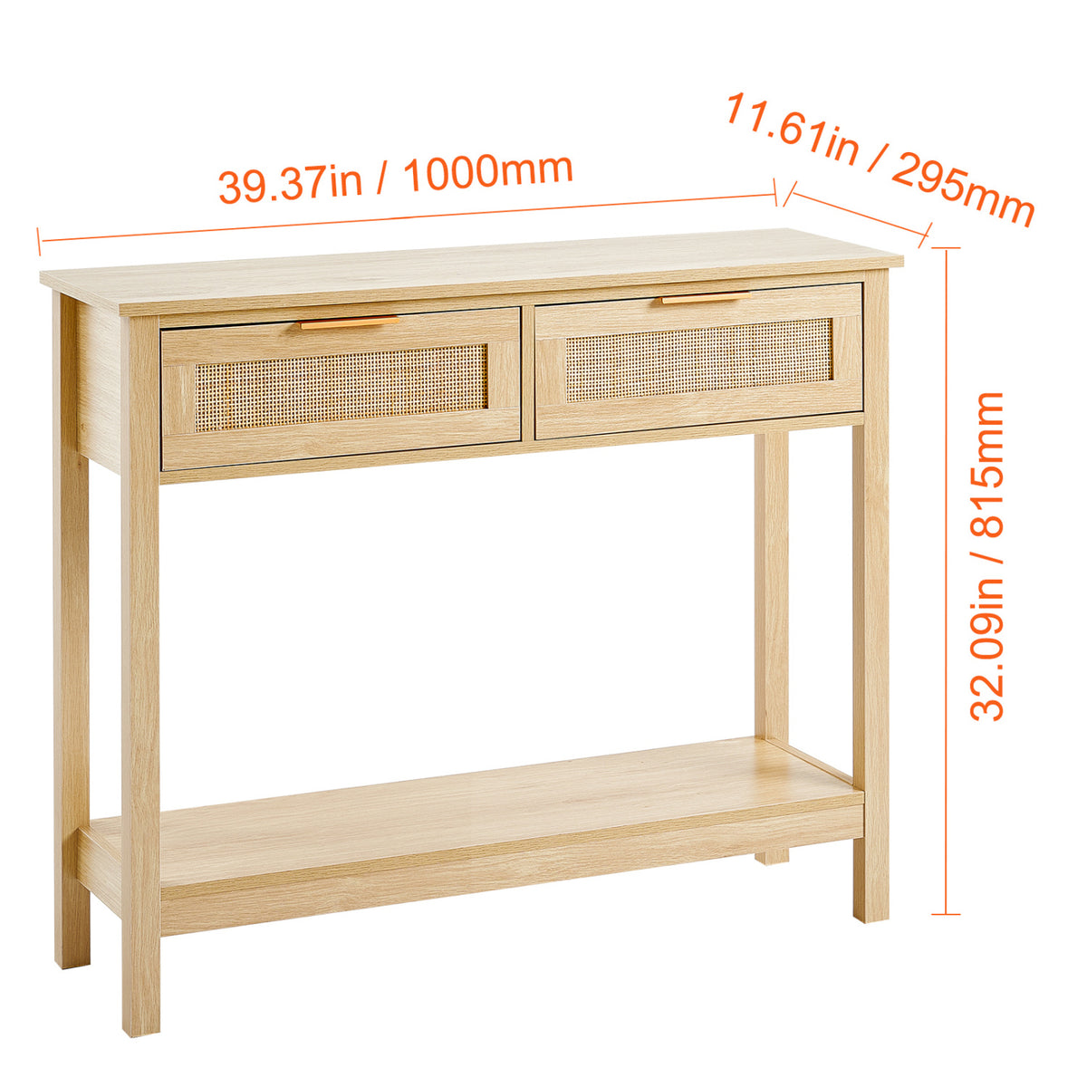 Rattan Console Table with 2 Storage Drawers | OROA