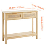 Rattan Console Table with 2 Storage Drawers | OROA