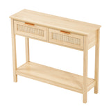 Rattan Console Table with 2 Storage Drawers | OROA