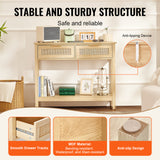 Rattan Console Table with 2 Storage Drawers | OROA