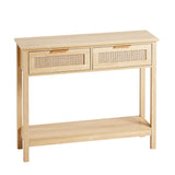 Rattan Console Table with 2 Storage Drawers | OROA