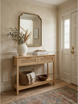 Rattan Console Table with 2 Storage Drawers | OROA