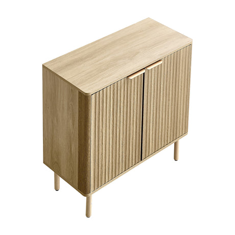 Modern European furniture - Oak Fluted Coffee Bar Cabinet - www.oroa.com