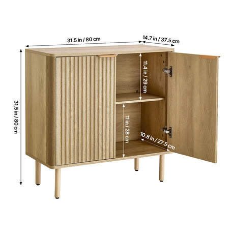 Modern European furniture - Oak Fluted Coffee Bar Cabinet - www.oroa.com