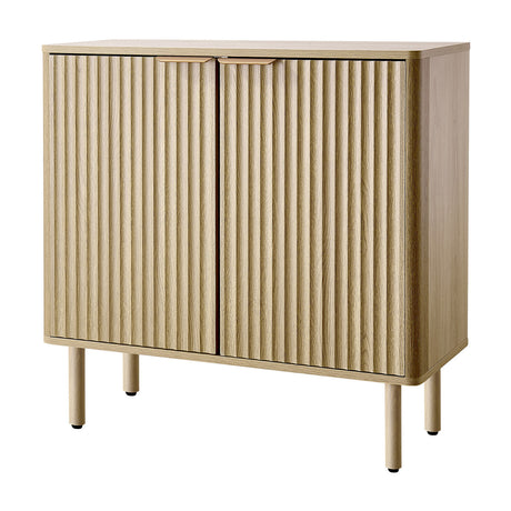 Modern European furniture - Oak Fluted Coffee Bar Cabinet - www.oroa.com
