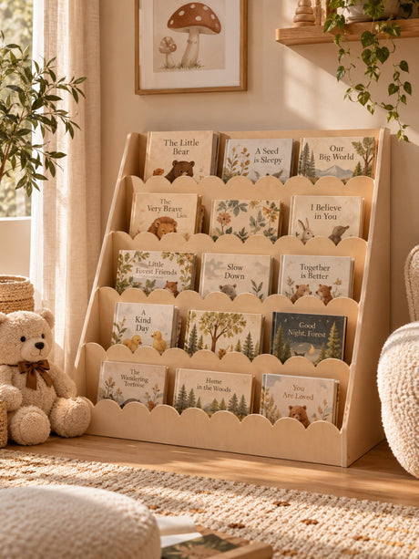 Montessori 5-Tier Scalloped Kids Bookshelf | OROA Kids