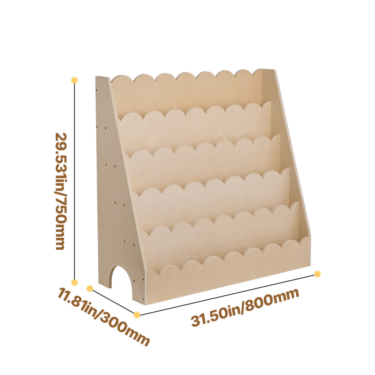Montessori 5-Tier Scalloped Kids Bookshelf | OROA Kids