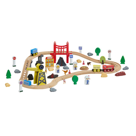Modern European furniture - Wooden Train Set with Magnetic Crane Set (70) - www.oroa.com