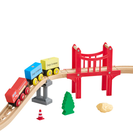 Modern European furniture - Wooden Train Set with Magnetic Crane Set (70) - www.oroa.com