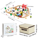 Wooden Train Set with Magnetic Crane Set (70) | OROA Kids