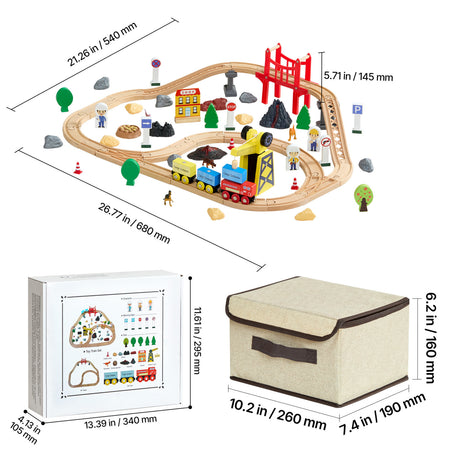 Wooden Train Set with Magnetic Crane Set (70) | OROA Kids