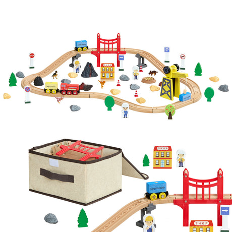 Modern European furniture - Wooden Train Set with Magnetic Crane Set (70) - www.oroa.com