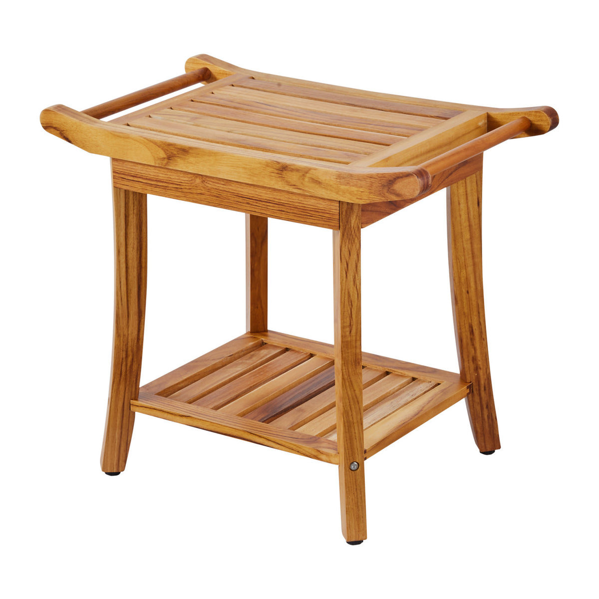 Wood Shower Stool with Shelf by OROA