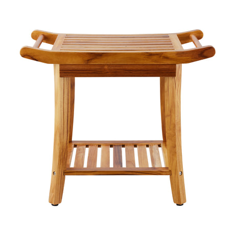 Wood Shower Stool with Shelf by OROA