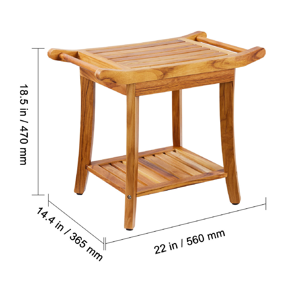 Wood Shower Stool with Shelf by OROA