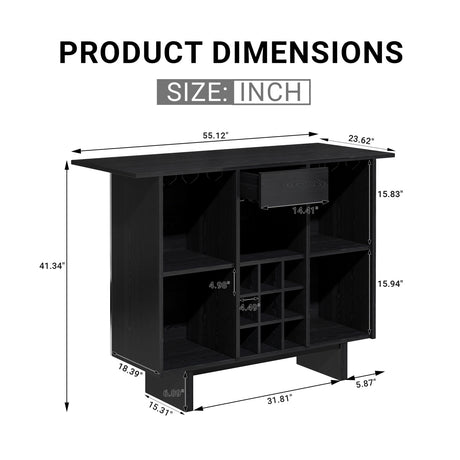 Coffee Bar Cabinet with Wine Rack and Drawers | OROA