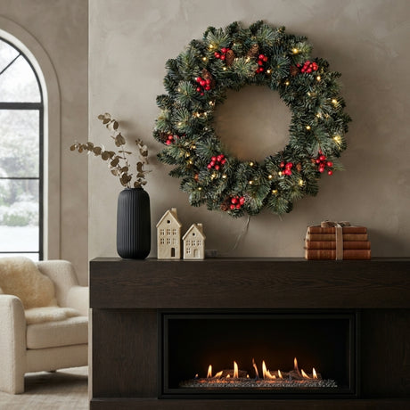 24" Battery Operated Christmas Wreath | OROA