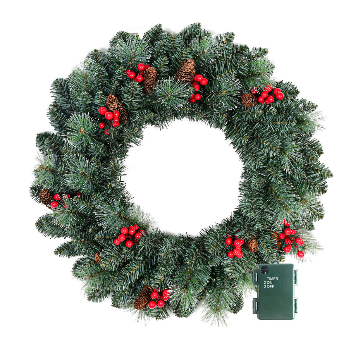 24" Battery Operated Christmas Wreath | OROA