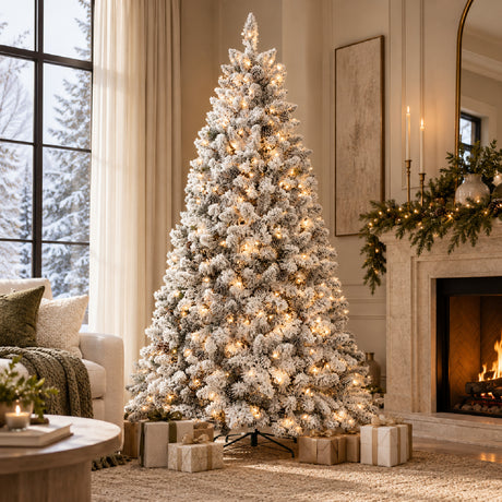 7' White Flocked Christmas Tree | OROA