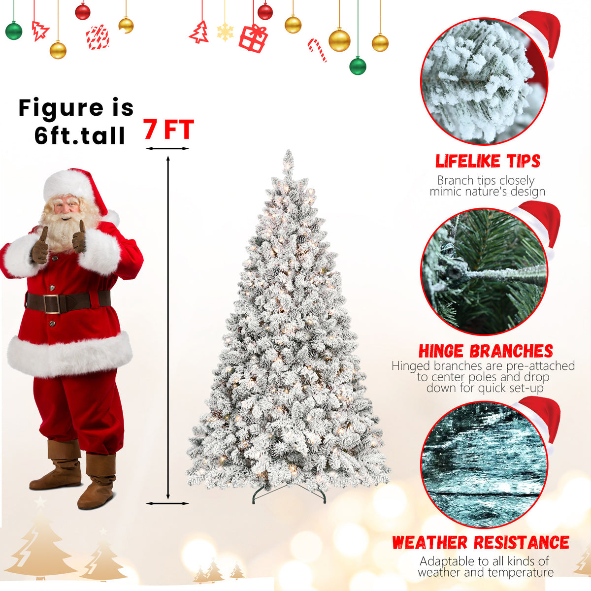 7' White Flocked Christmas Tree | OROA