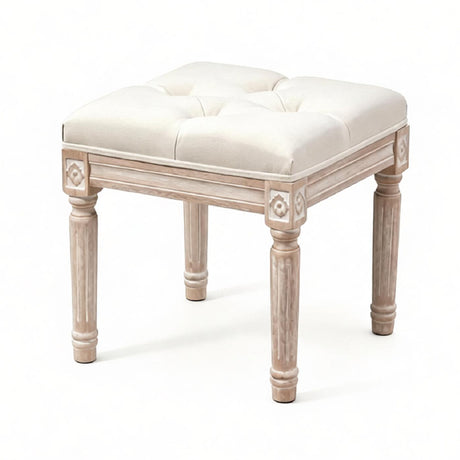 Modern European furniture - Tufted Ottoman with Carved Legs - www.oroa.com