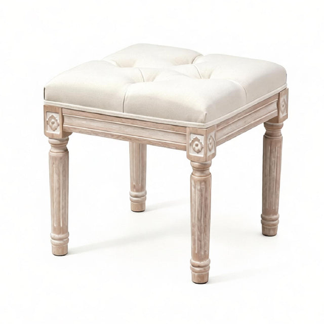 Modern European furniture - Tufted Ottoman with Carved Legs - www.oroa.com
