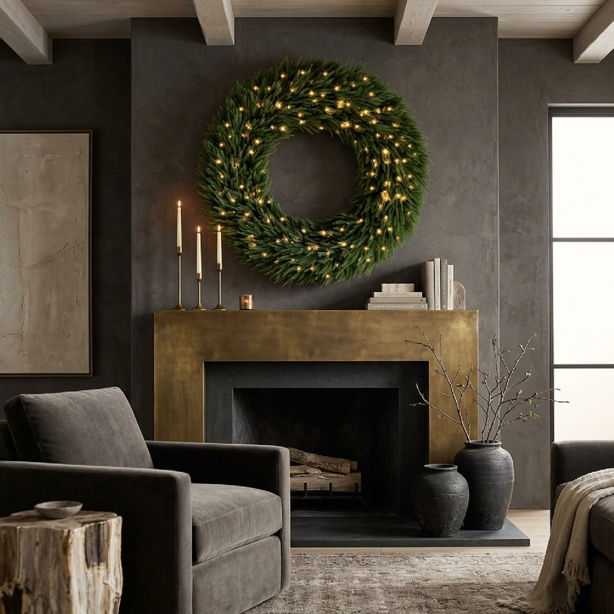 48" Artificial Norfolk Pine Christmas Wreath | OROA
