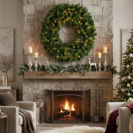 Modern European furniture - Pre-Lit Crestwood Spruce Christmas Wreath - www.oroa.com