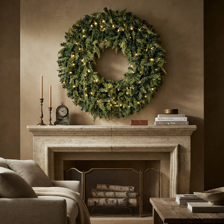 36" Pre‑Lit Crestwood Spruce Artificial Christmas Wreath | OROA