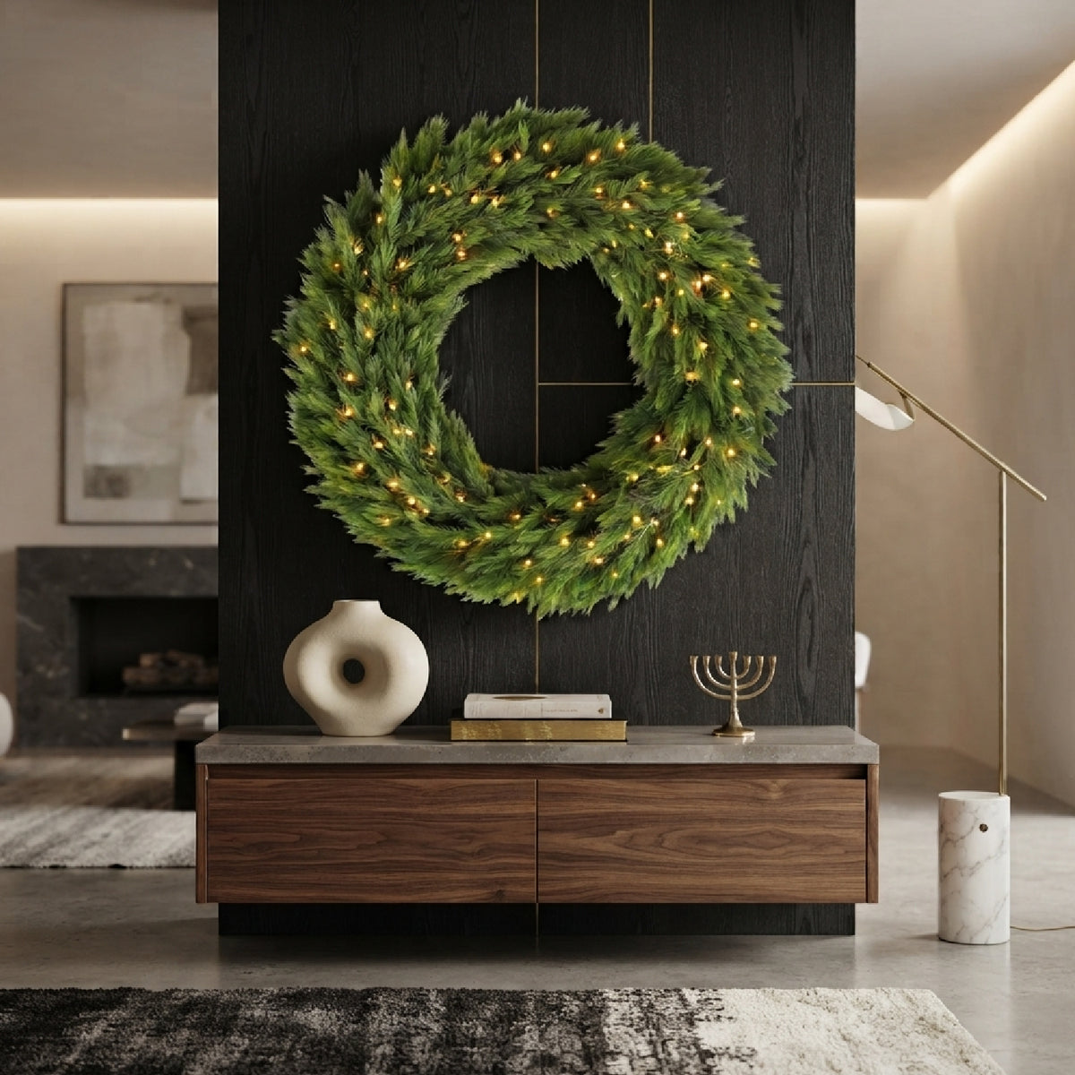 Pre-Lit Norwegian Spruce Christmas Wreath | OROA
