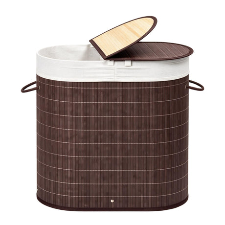 Brown Woven Bamboo Laundry Hamper by OROA
