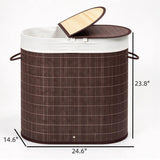Brown Woven Bamboo Laundry Hamper by OROA