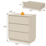 Wooden Beige 3 Drawer Dresser Set of 2 | OROA