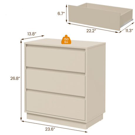 Modern European furniture - Wooden Beige 3 Drawer Dresser Set of 2 - www.oroa.com