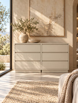Wooden Beige 3 Drawer Dresser Set of 2 | OROA