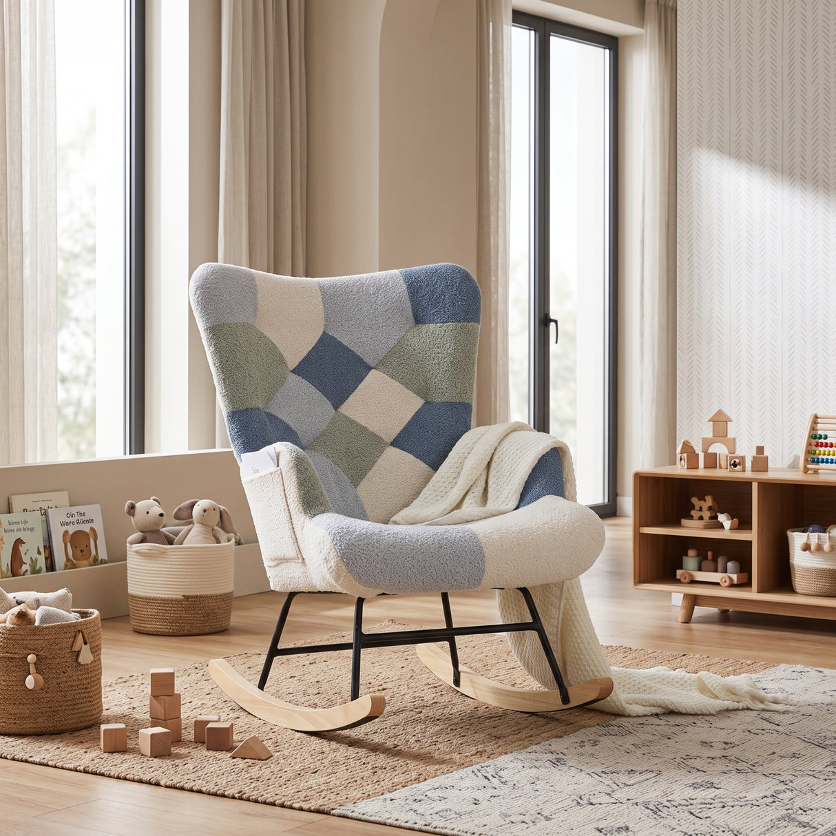Fleece Upholstered Nursery Rocking Chair | OROA Kids