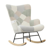 Patchwork Teddy Fleece Upholstered High Back Rocking Chair | OROA Kids