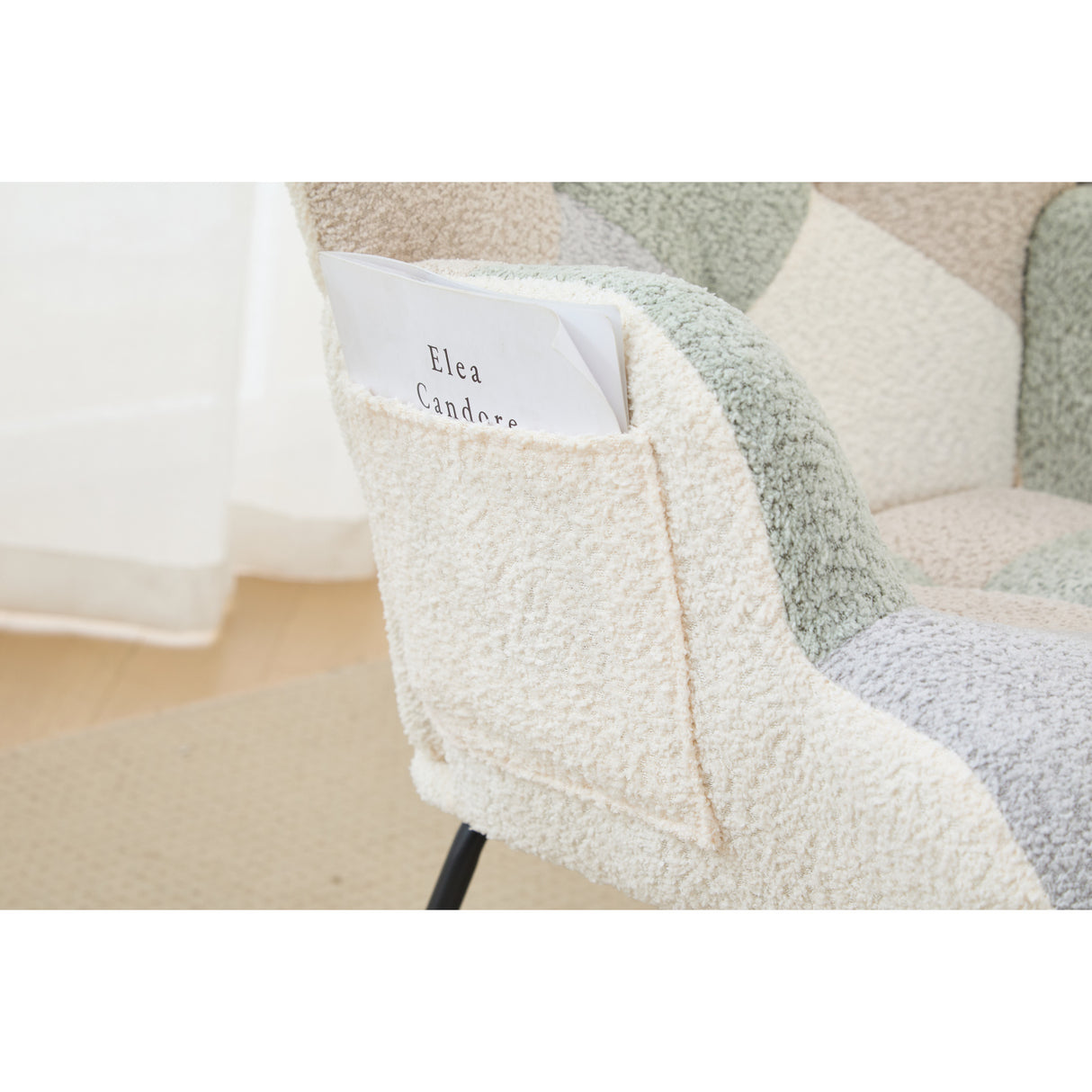 Patchwork Teddy Fleece Upholstered High Back Rocking Chair | OROA Kids