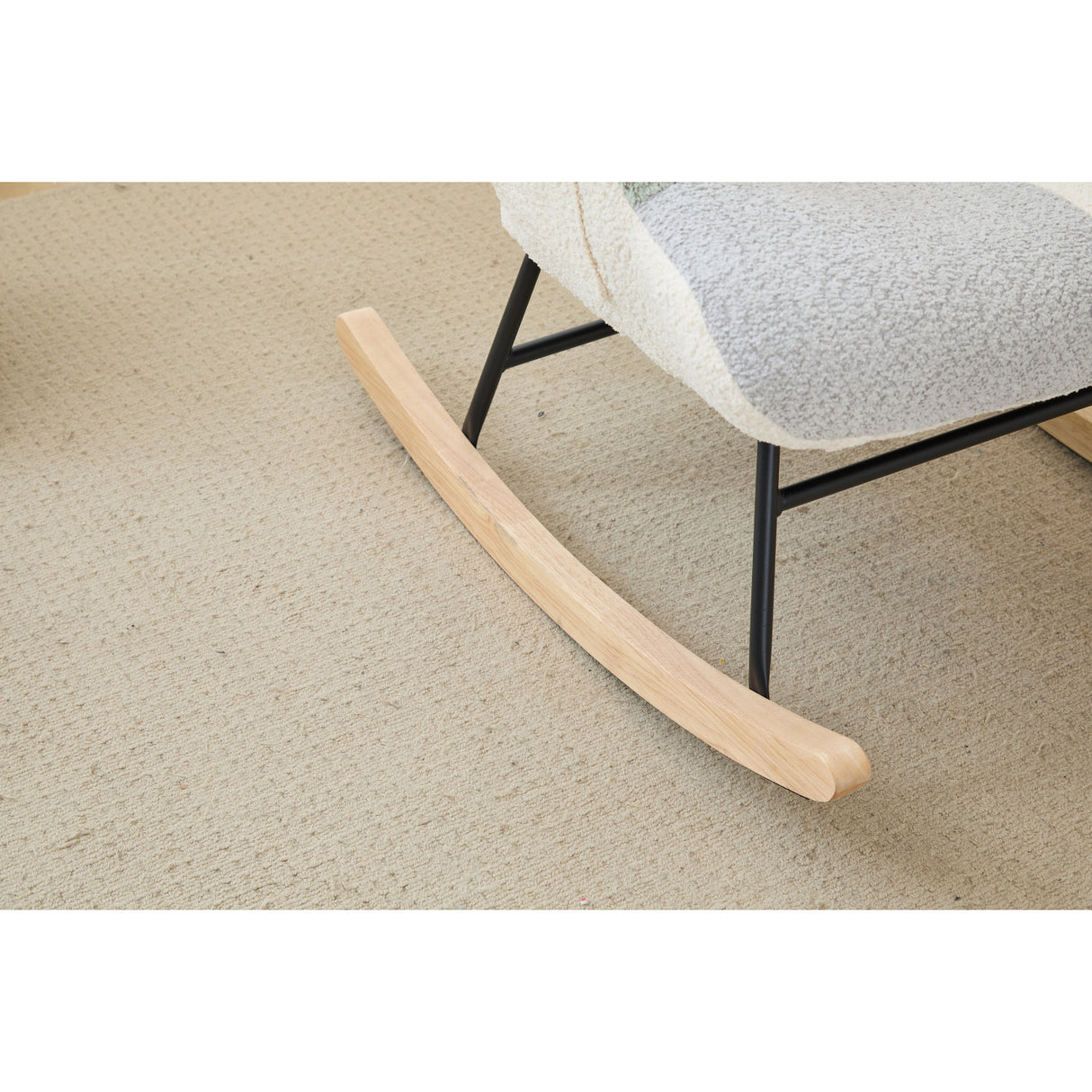 Patchwork Teddy Fleece Upholstered High Back Rocking Chair | OROA Kids