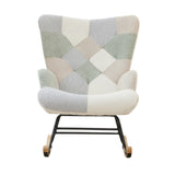 Patchwork Teddy Fleece Upholstered High Back Rocking Chair | OROA Kids