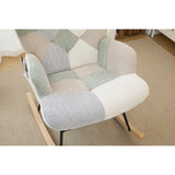 Patchwork Teddy Fleece Upholstered High Back Rocking Chair | OROA Kids