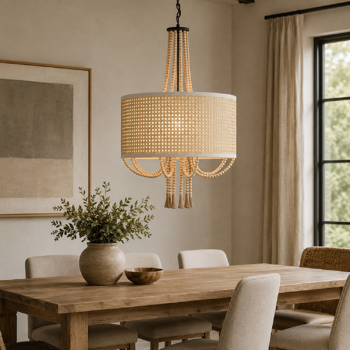 Rustic 5-Light Bamboo Pendant Light | OROA