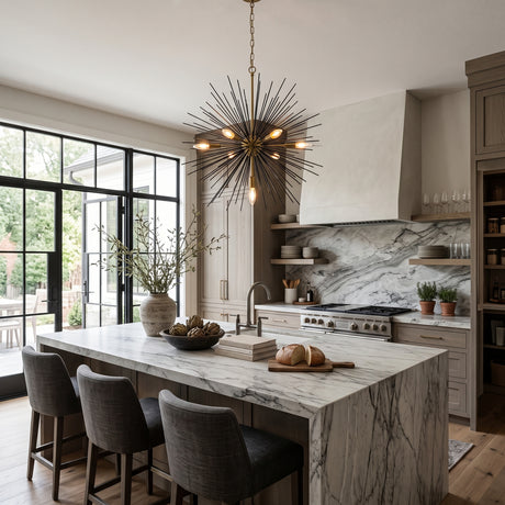 Modern European furniture - Modern Black and Gold 7-Light Sputnik Chandelier - www.oroa.com